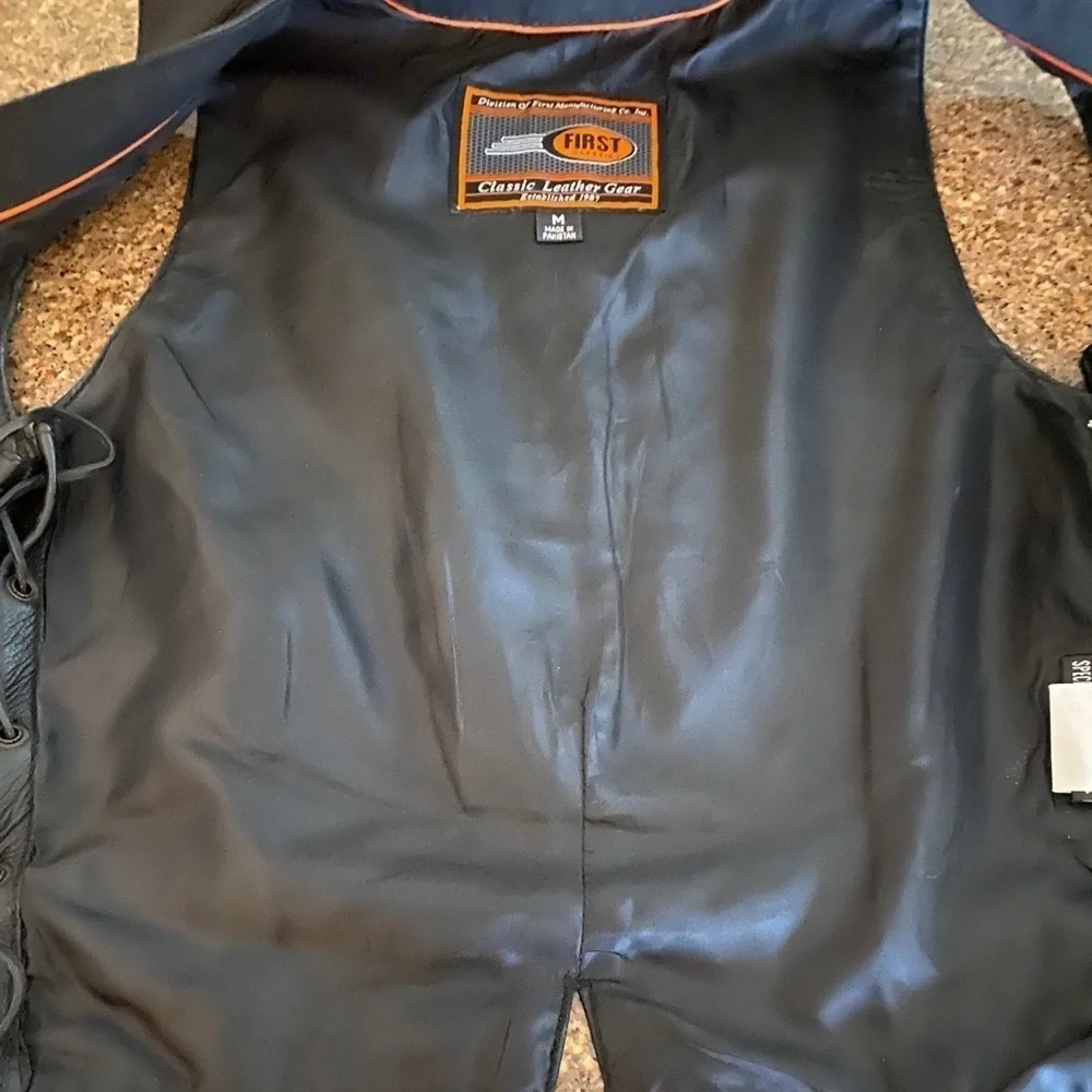 Leather Harley Style Vest. FIRST Mfg. Medium​​​​​​​​​ - Picture 7 of 7